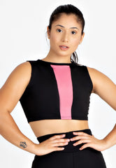 Cropped Fitness Longo Preto com Rosê