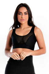 Cropped Detalhe Tela Busto Preto | LX244