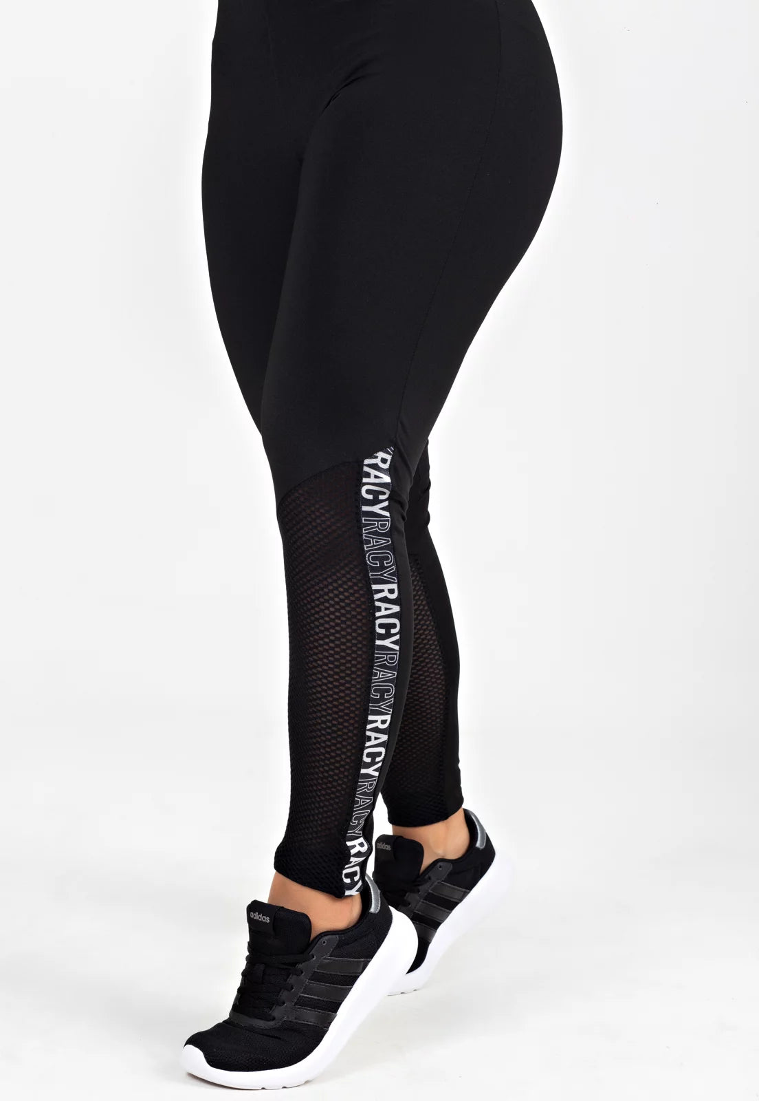 Conjunto Fitness Calça Legging com Elástico Racy e Tela Dry + Cropped Manga Longa Gola Alta Preto - Velure Couture