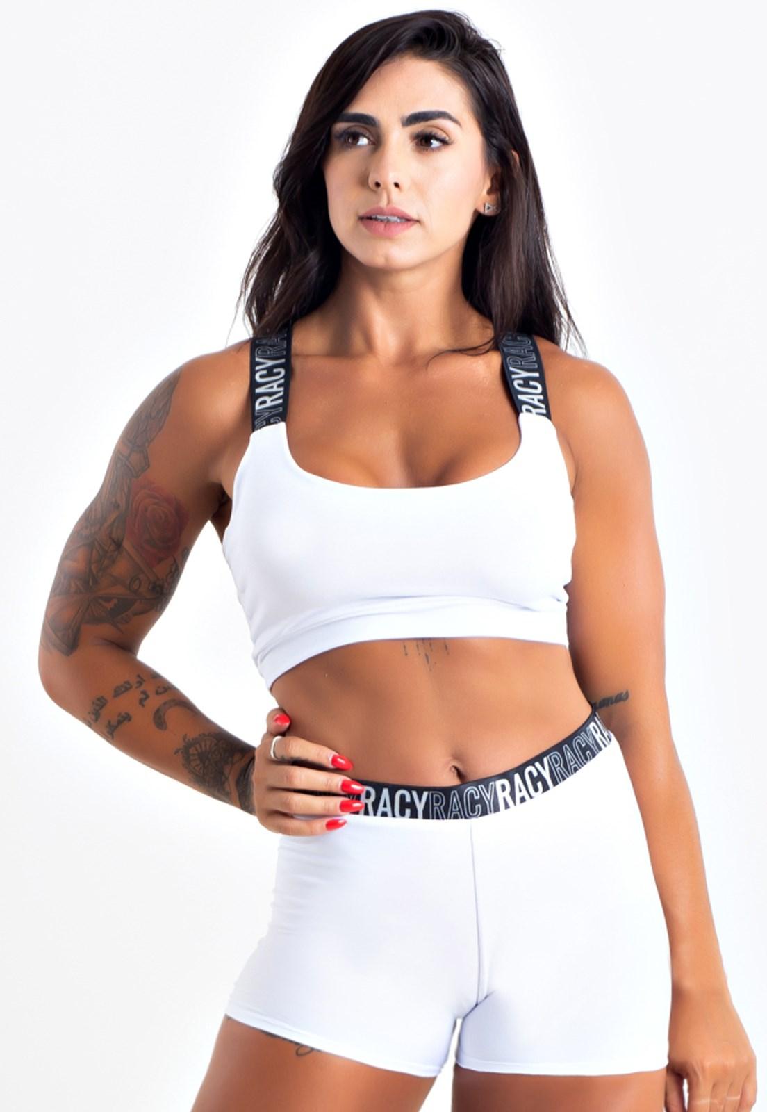 Conjunto Fitness Short + Cropped Elástic Racy - Velure Couture