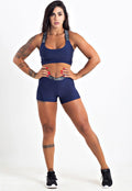 Conjunto Fitness Short + Cropped Elástic Racy - Velure Couture