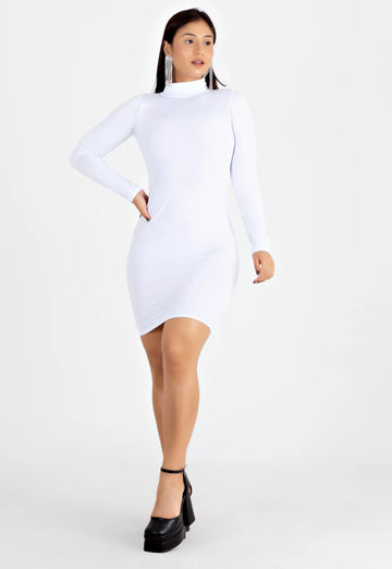 Vestido Feminino Manga Longa e Gola Alta Tubinho | NCR7