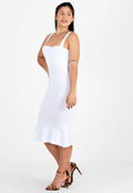 Vestido Midi Alcinha com Babado Branco - Velure Couture