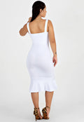 Vestido Midi Alcinha com Babado Branco - Velure Couture