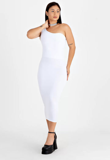 Vestido Midi Tubinho Fenda Manga Única Sofia